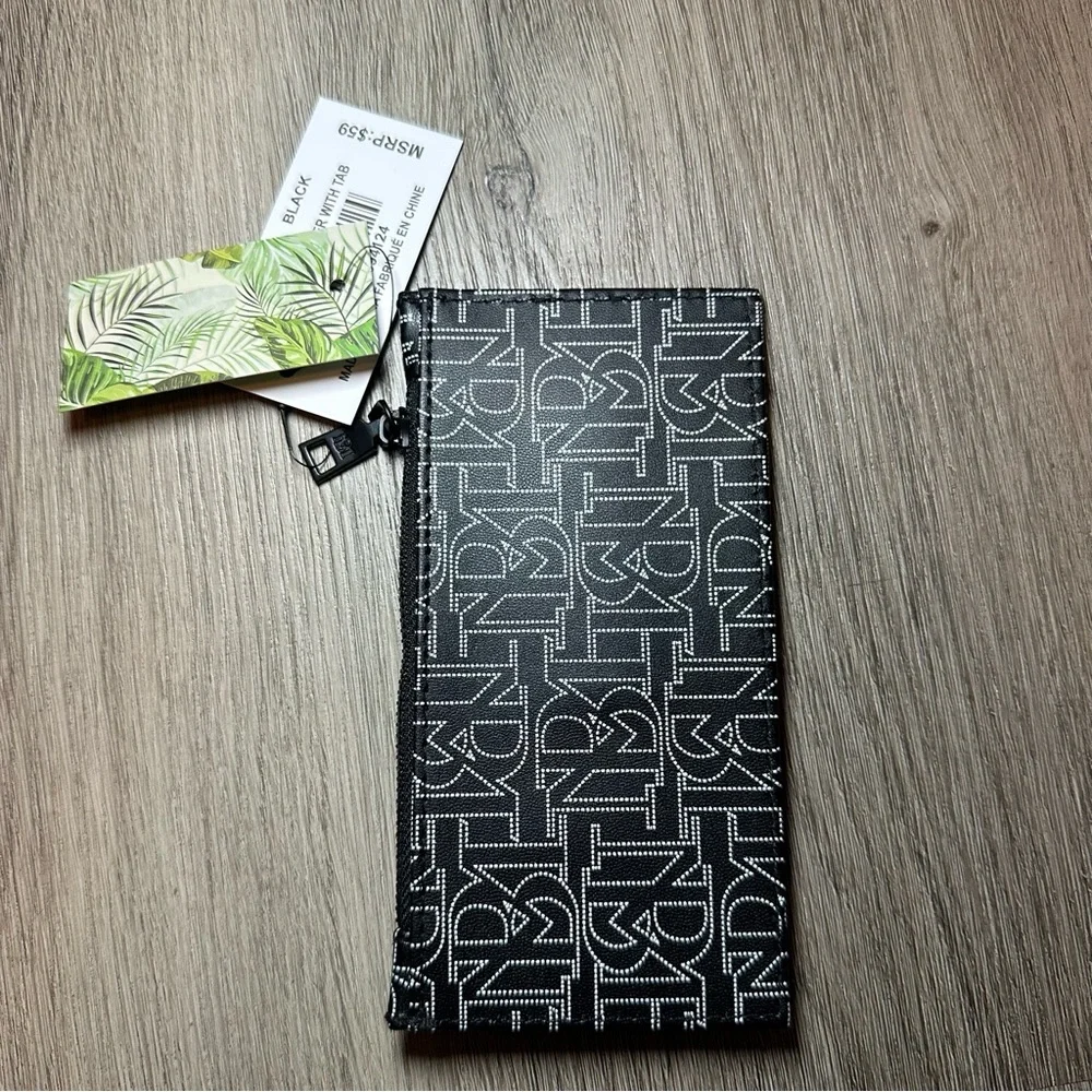 Badgley Mischka Black Monogram Vegan Leather Card Holder Wallet NWT